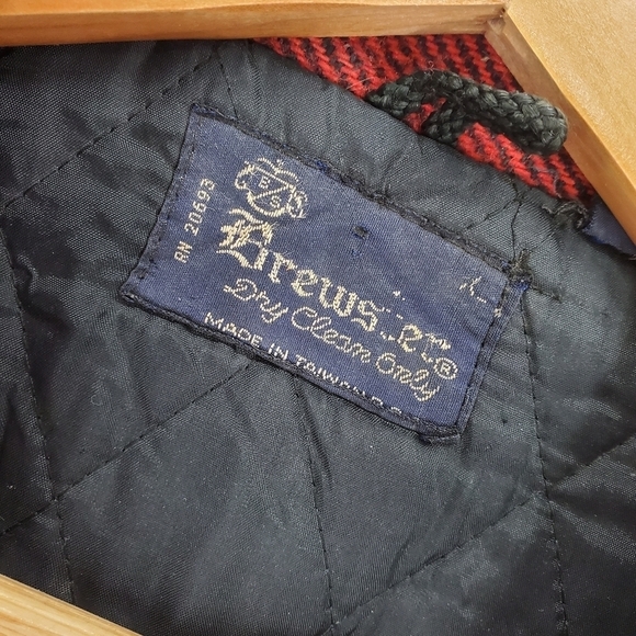 Vtg Brewster Jacket Mens XL Red Black Buffalo Plaid Flannel Wool Linen Quilted - Picture 2 of 16